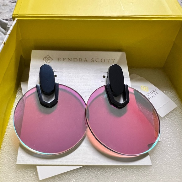 NWT Kendra Scott Didi Earrings Navy Gunmetal & Dichroic Stunning Rare & Retired! - Picture 9 of 9